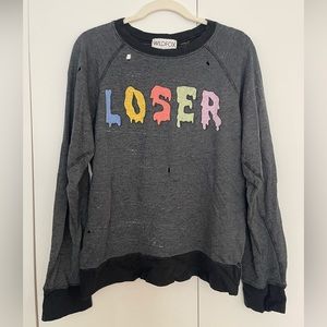 WILDFOX “Loser” Crewneck Sweatshirt with Destruction